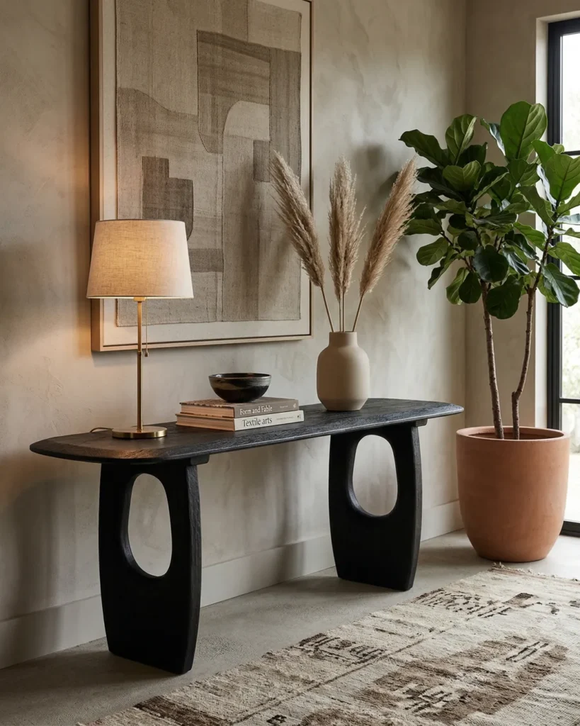 Modern solid wood console table for entryway by ELVM Homes