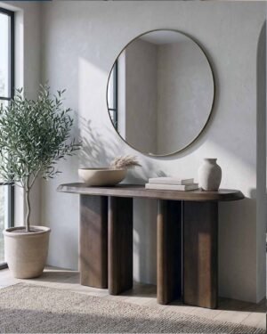 Arlo Brutalist Solid Wood Console Table